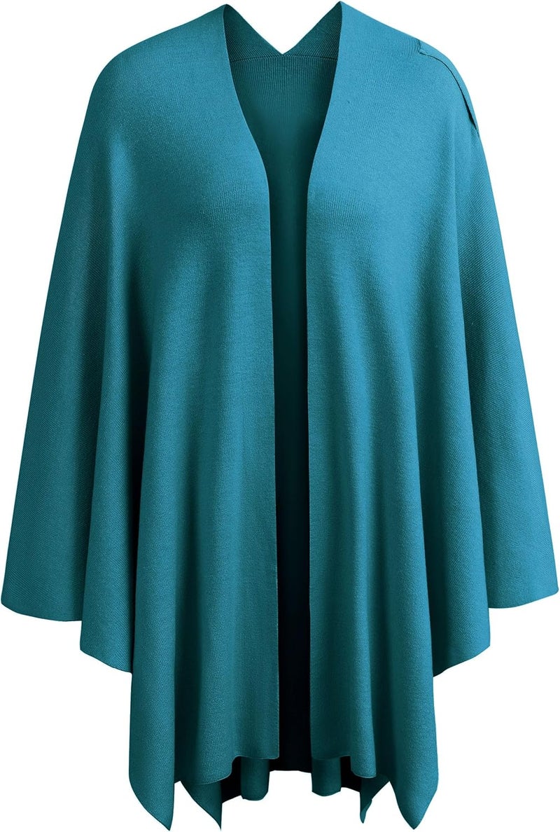 Puli Womens Large Cross Front Poncho Sweater Wrap Topper Knitted Elegant Shawls Cape for Fall Winter - Image 4